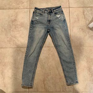 American Eagle gray/blue stretch mom jeans